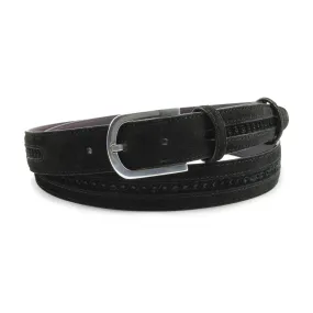 Pfeiffer Black Suede Velvet Insert Narrow Belt