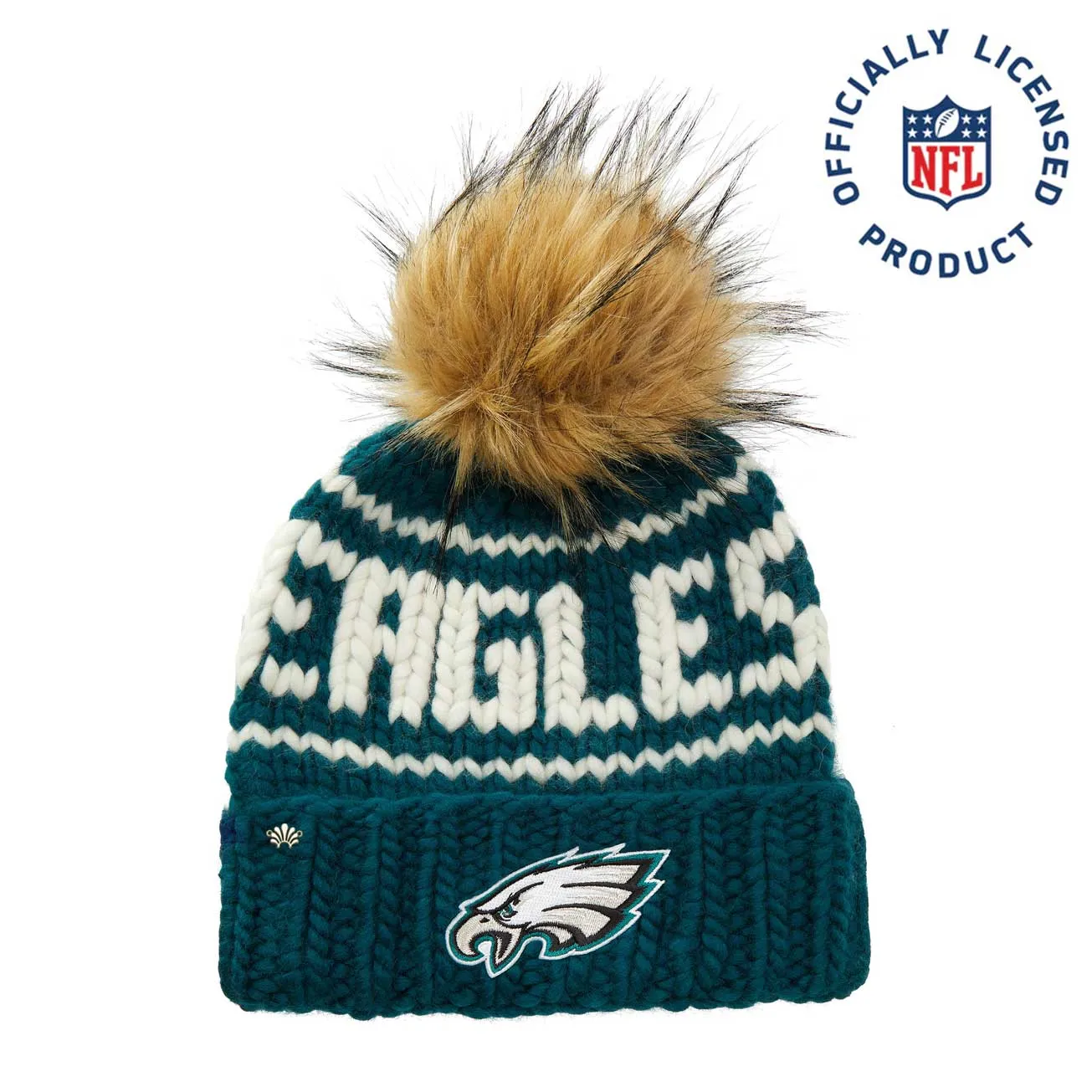 PHILADELPHIA EAGLES LELE SADOUGHI X NFL MIDNIGHT GREEN BEANIE FAUX FUR POM