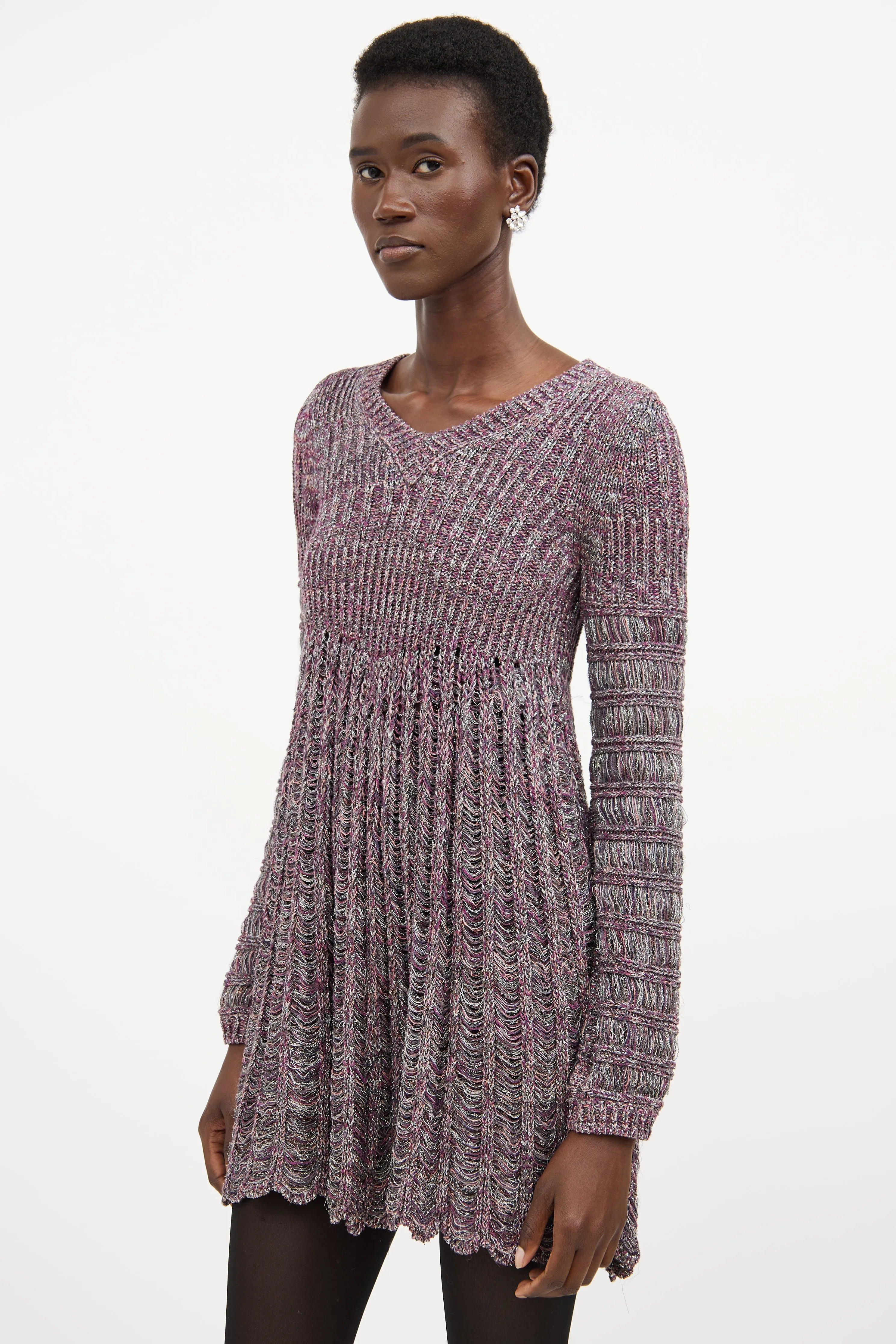 Pink & Multicolour Silk Knit Sweater Dress