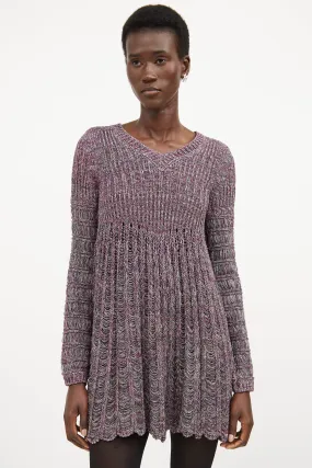 Pink & Multicolour Silk Knit Sweater Dress