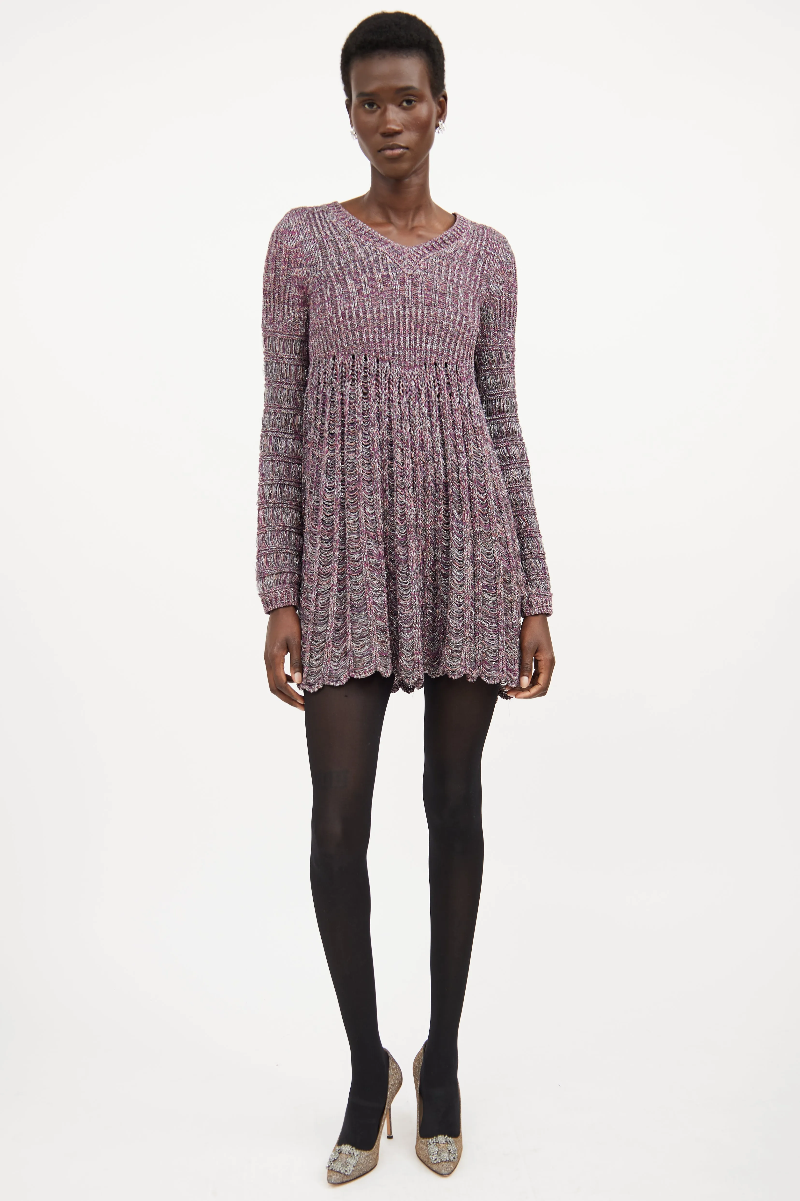 Pink & Multicolour Silk Knit Sweater Dress