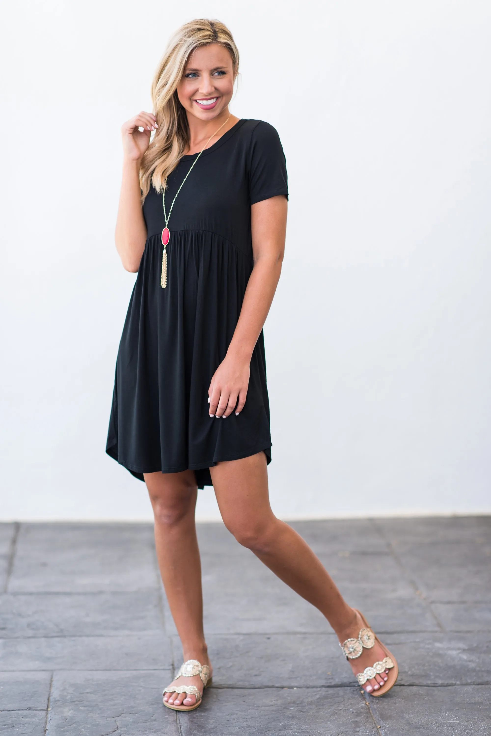 Playful Playlist Black Babydoll Dress