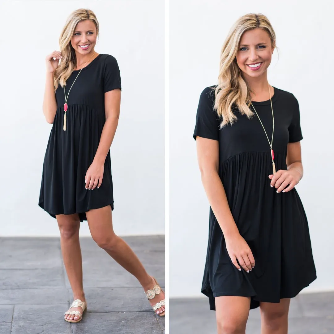 Playful Playlist Black Babydoll Dress