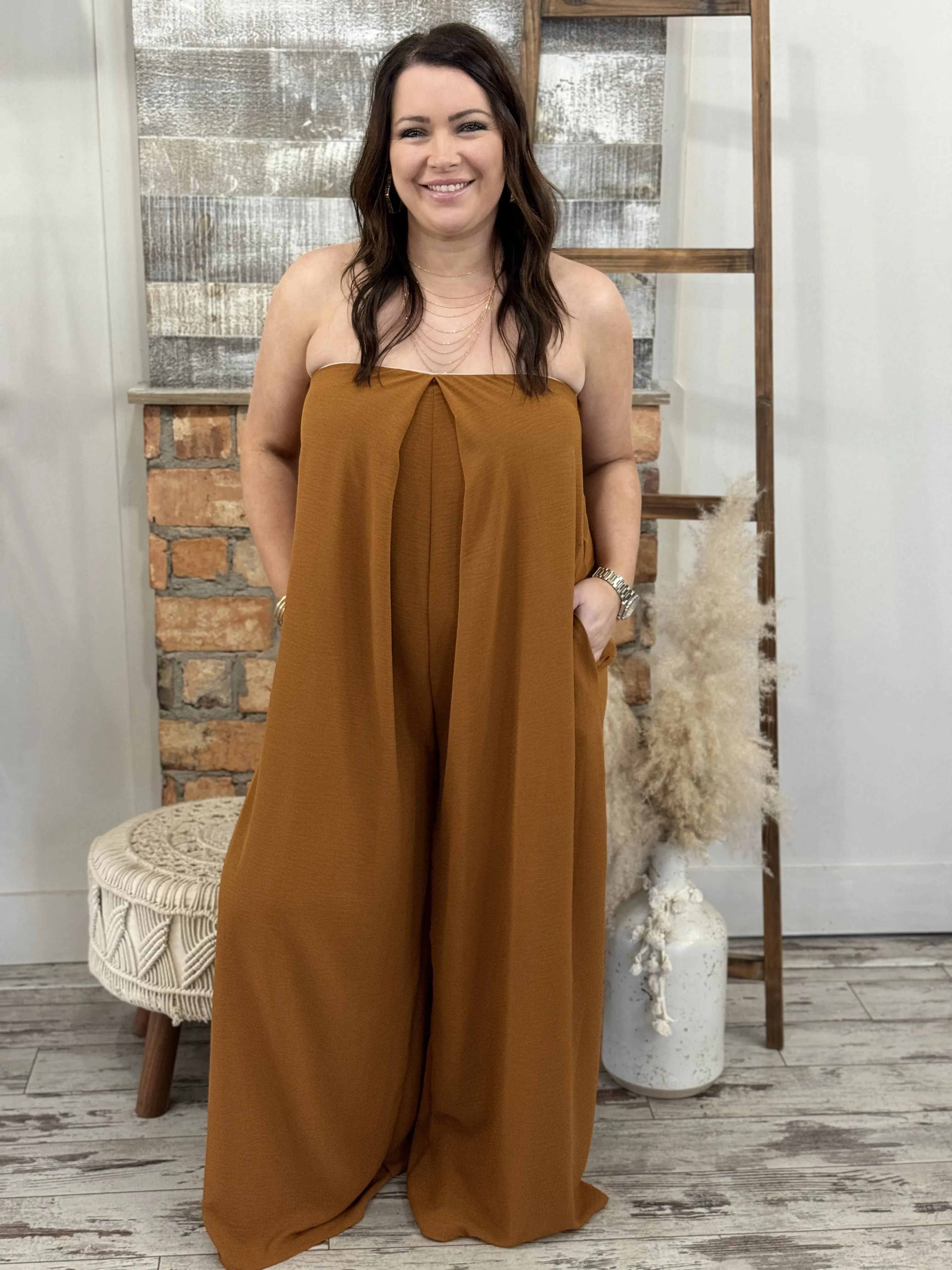 Pleated Flowy Wide Leg Jumpsuit