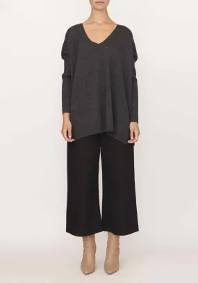 POL DIVINE V NECK KNIT IN CHARCOAL