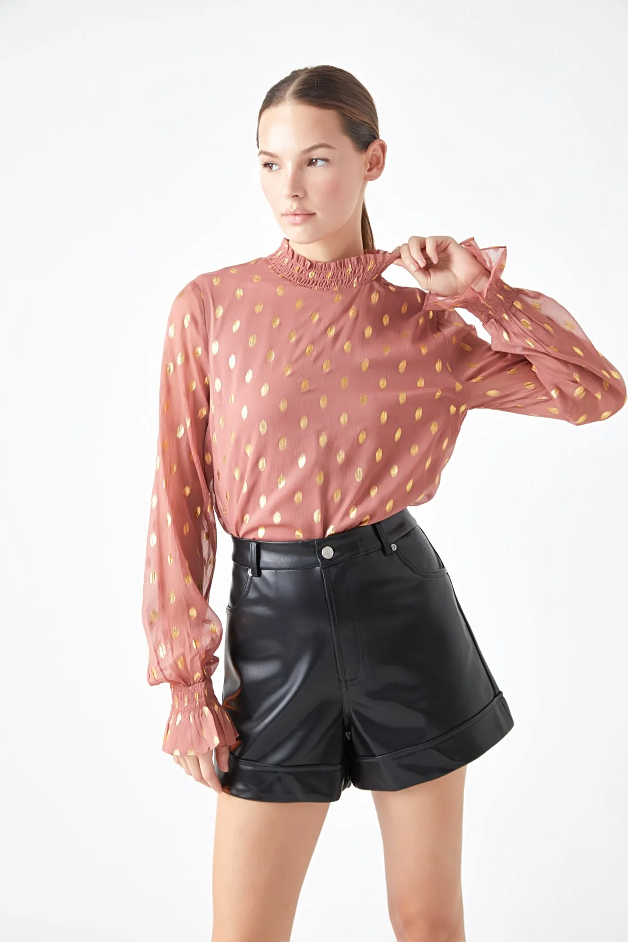 Polka Dot Chiffon Blouse