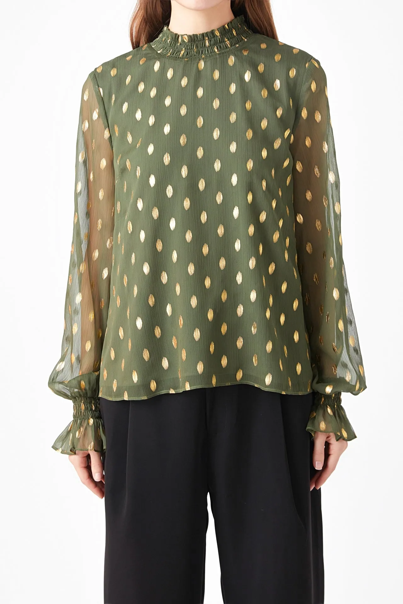 Polka Dot Chiffon Blouse