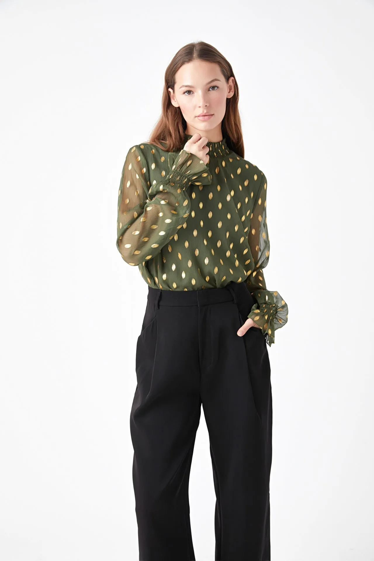 Polka Dot Chiffon Blouse