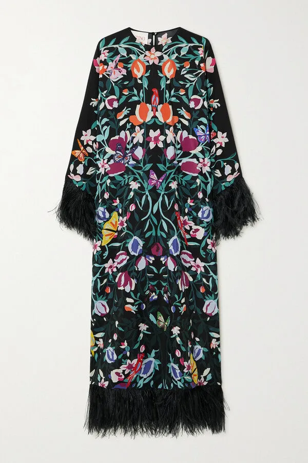 Printed Silk Maxi Dress XL 070455205