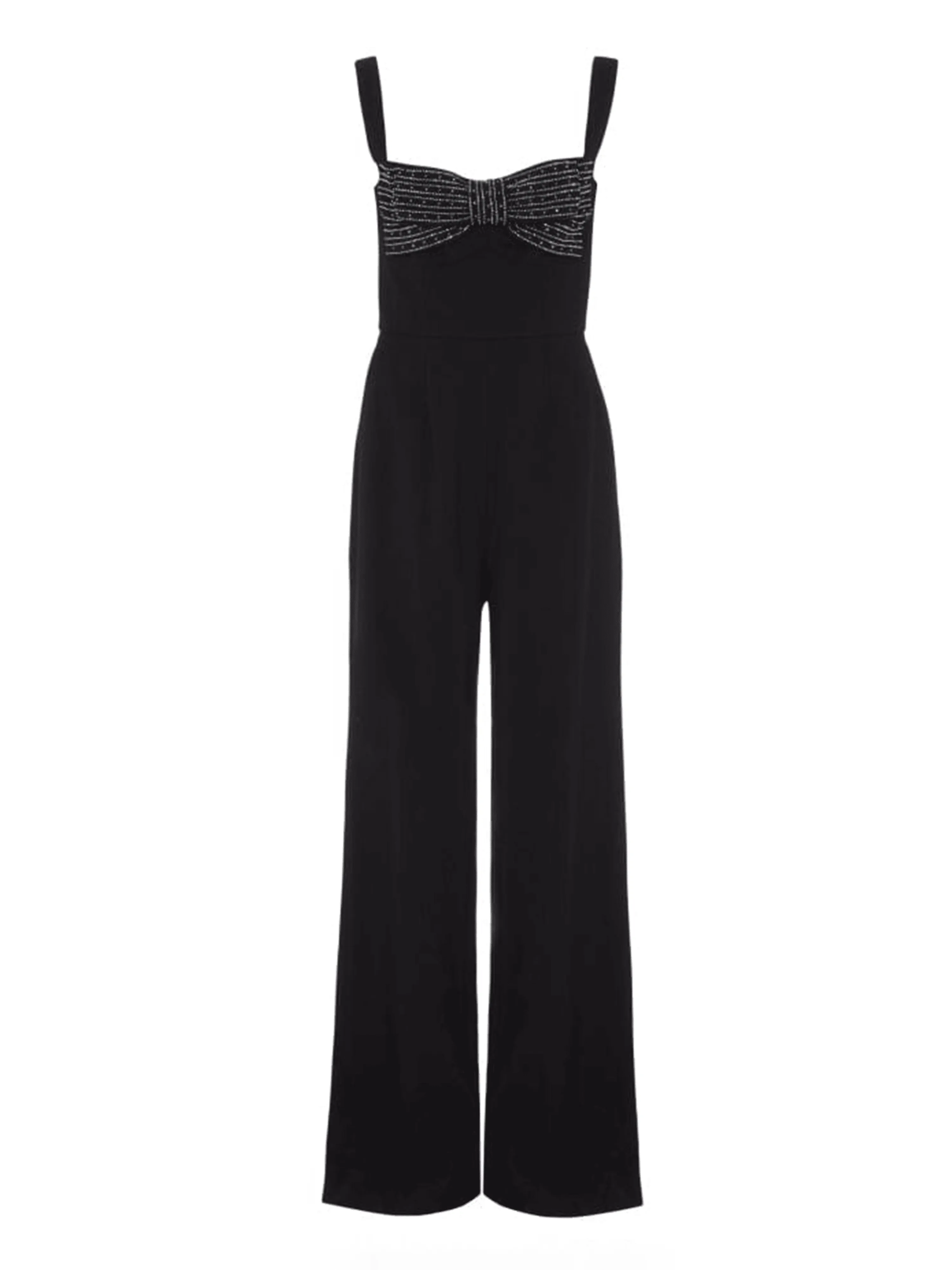 Rachel Embellished Bow Jumpsuit in Black