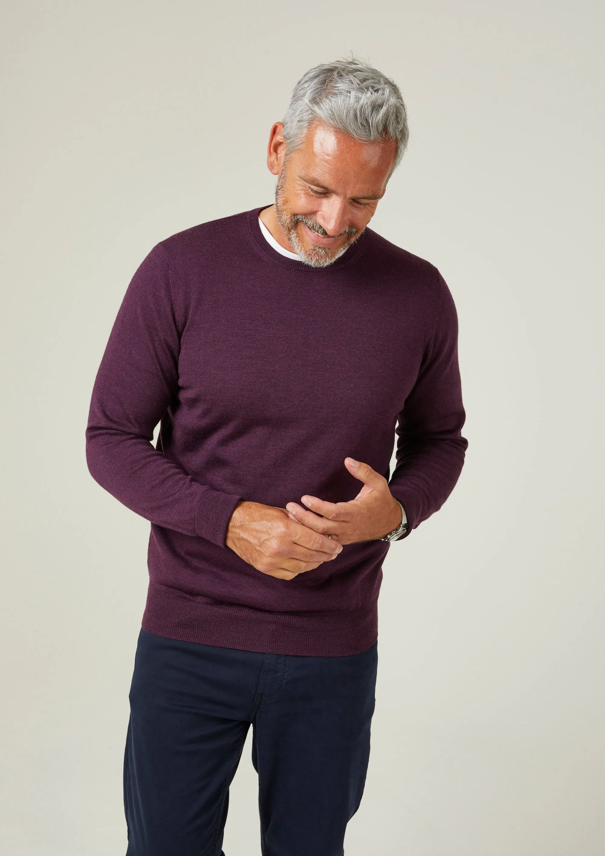 Radstone Men's Merino Wool Jumper in Black Grape - Regular Fit