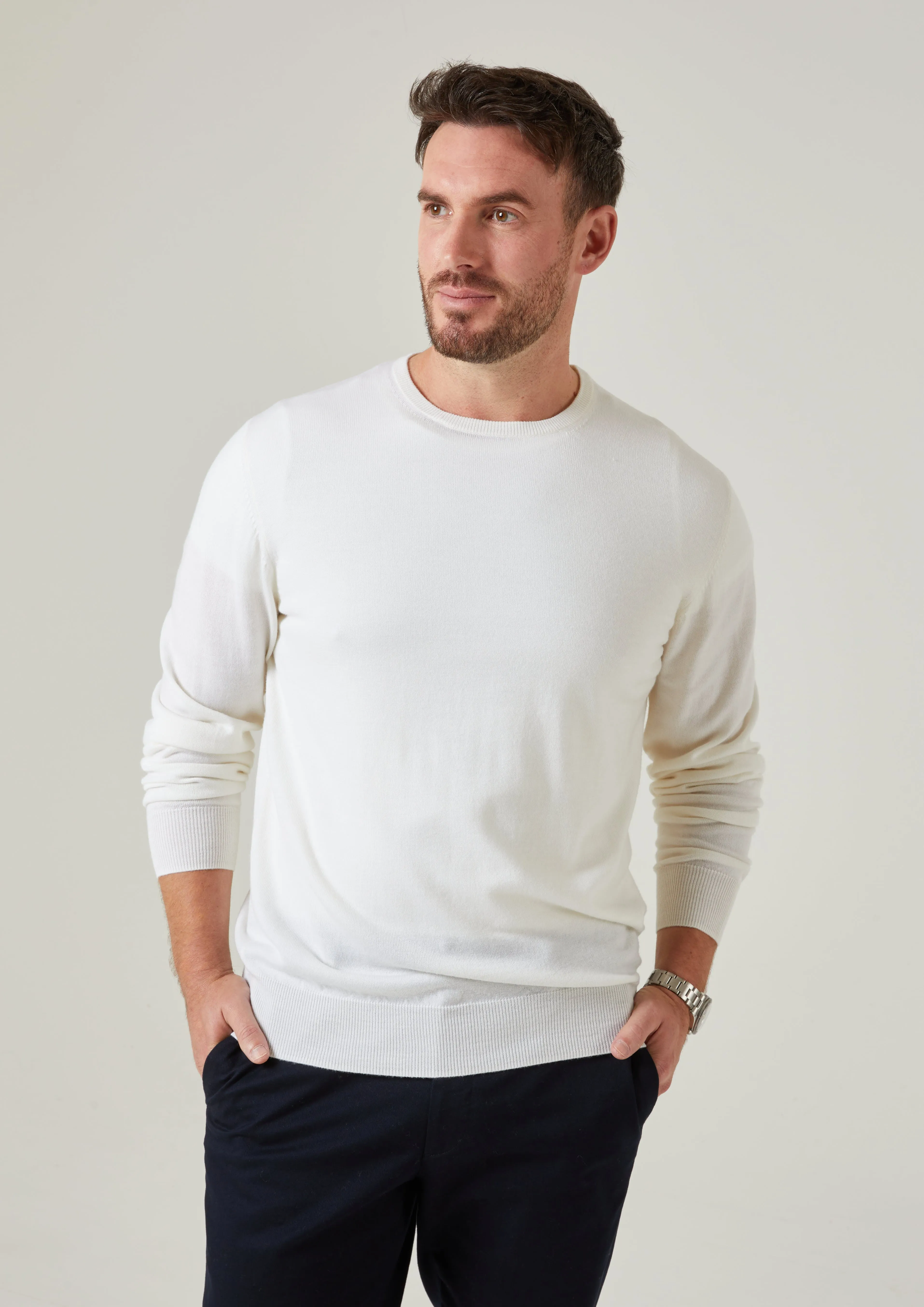 Radstone Men's Merino Wool Jumper in Ecru - Regular Fit