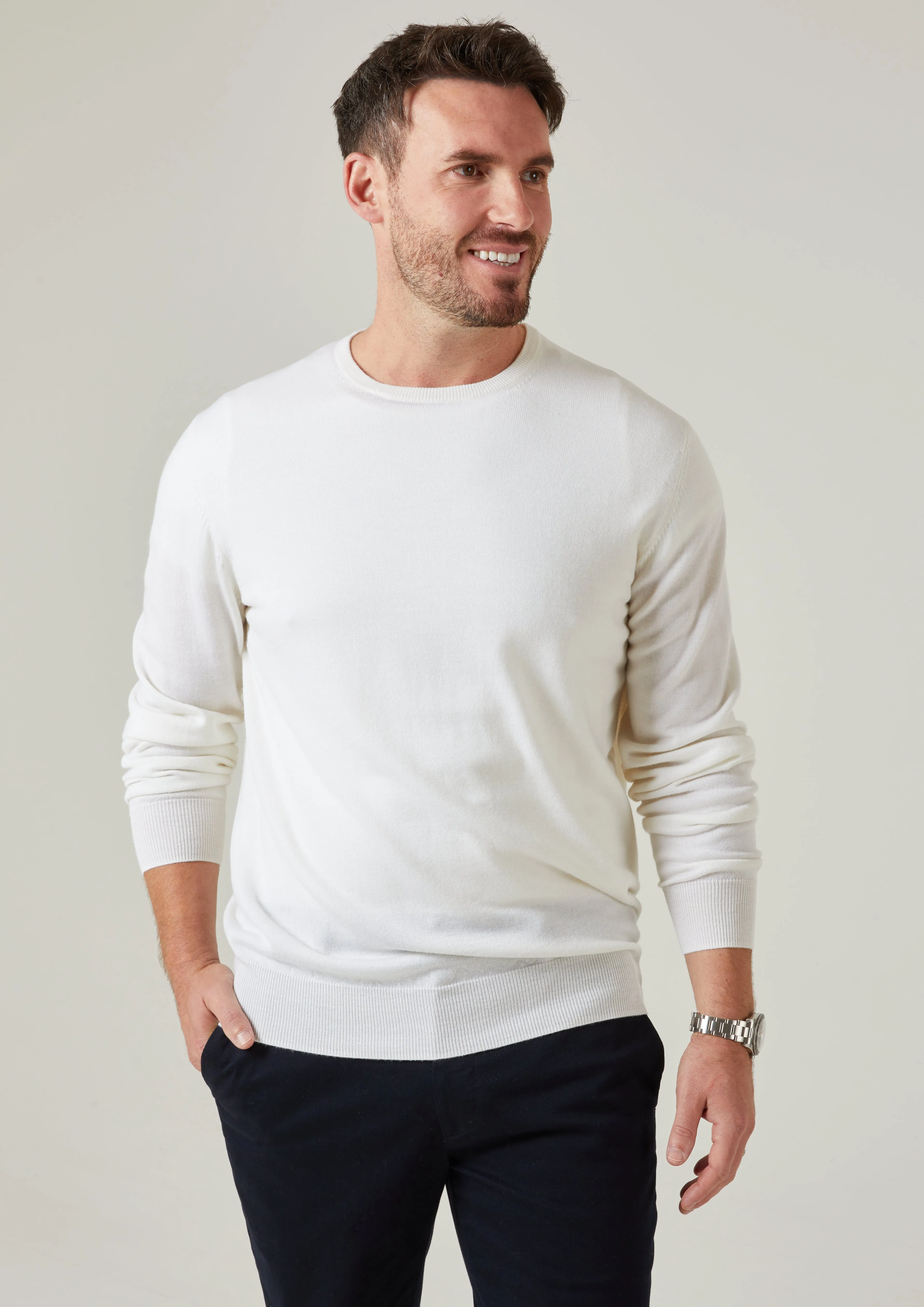 Radstone Men's Merino Wool Jumper in Ecru - Regular Fit