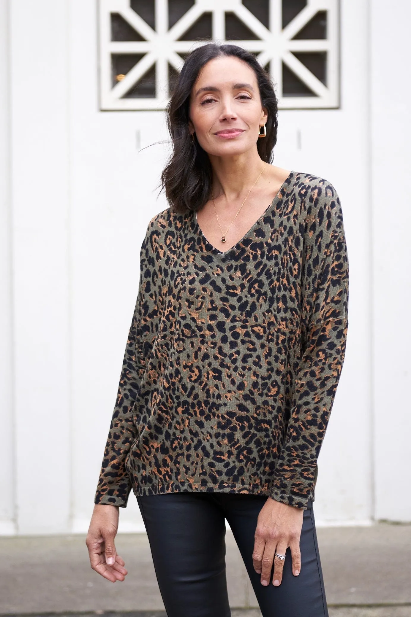 Rana Animal Print Jumper Olive