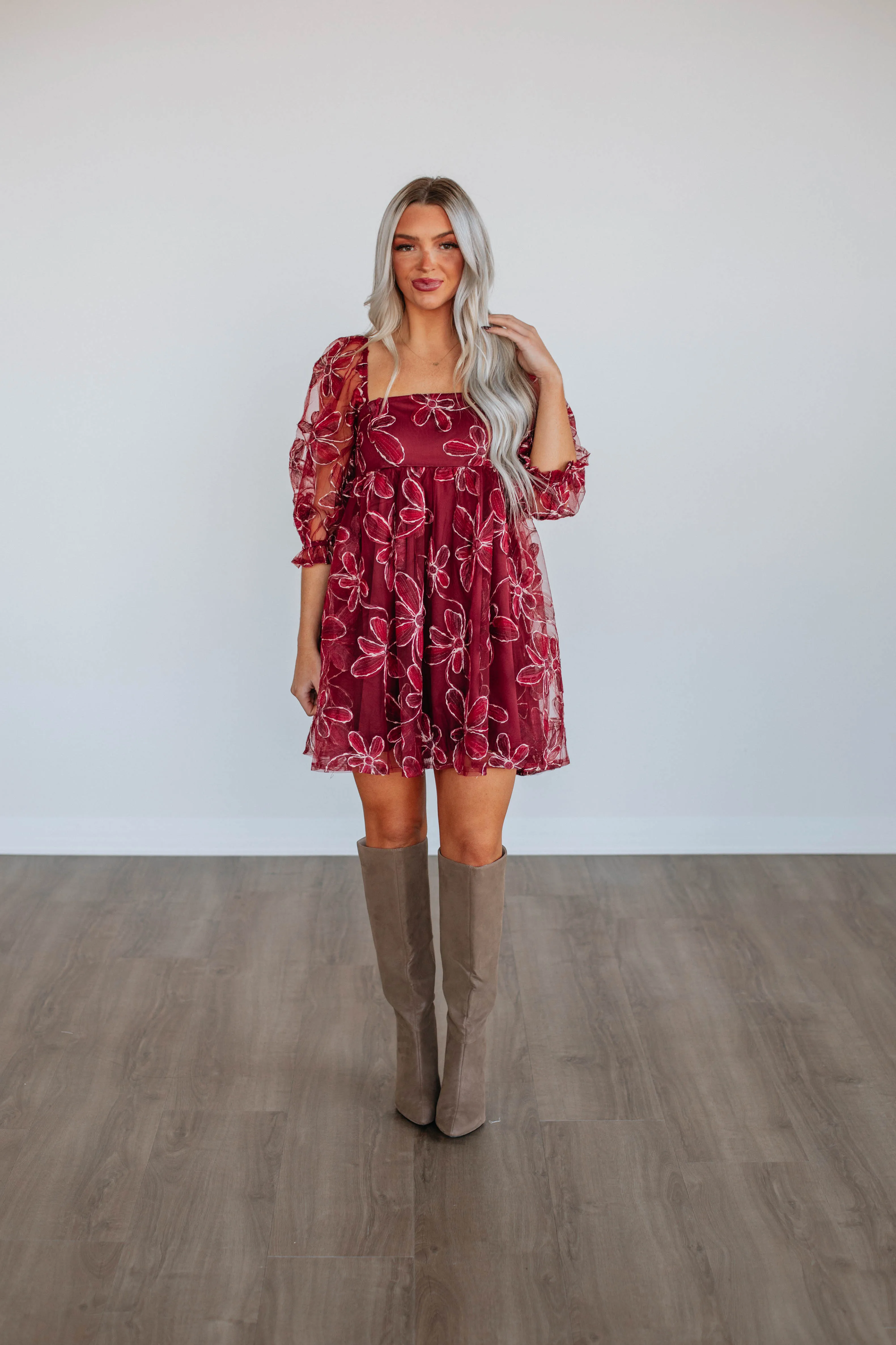 Raya Babydoll Dress - Wine