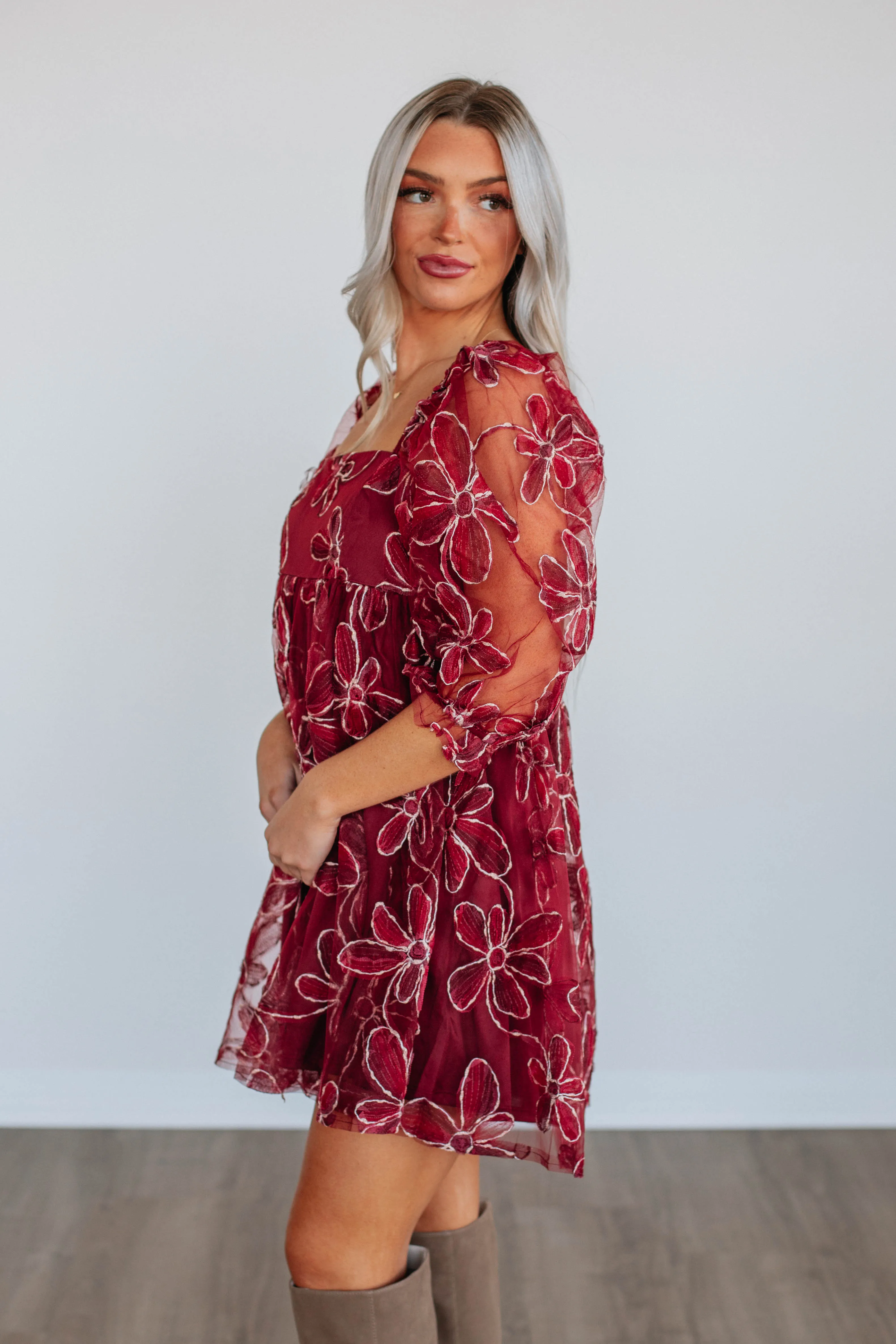 Raya Babydoll Dress - Wine