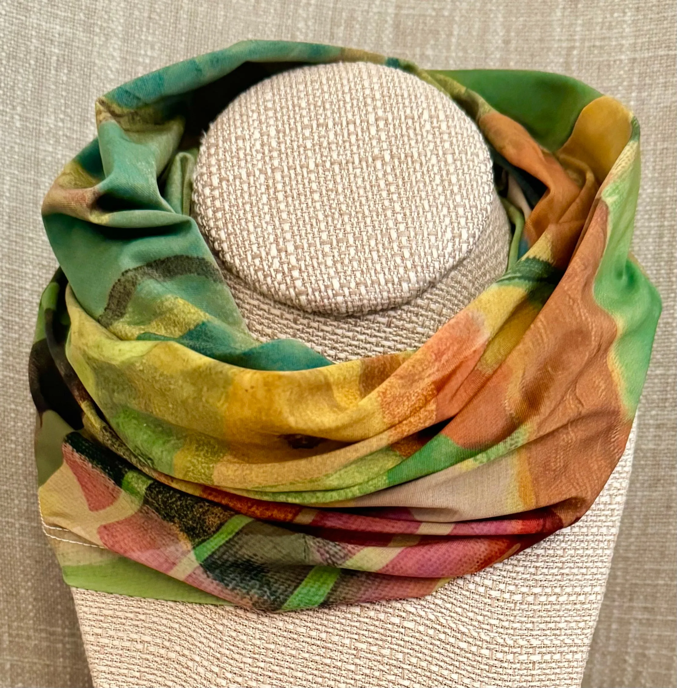 Receiving, an infinity scarf