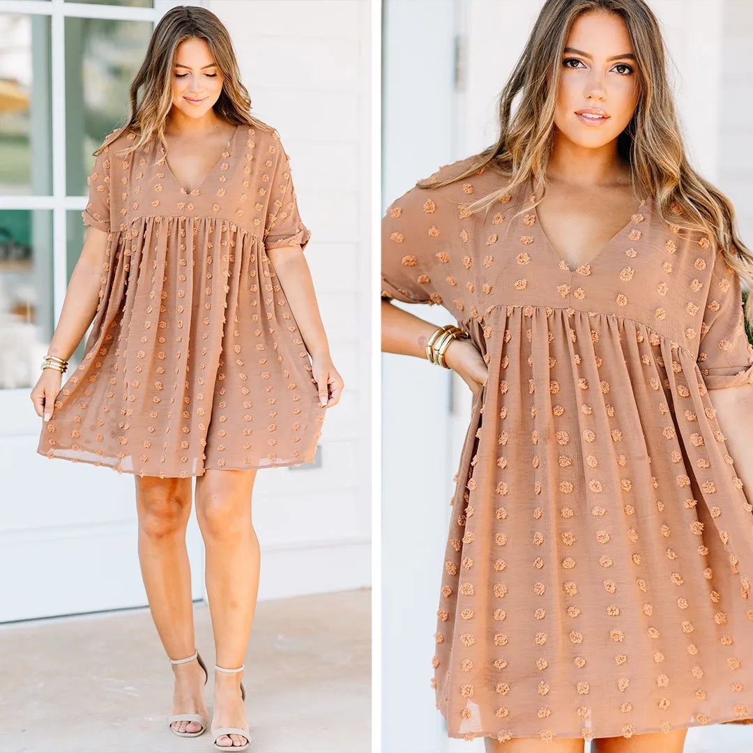 Remember The Days Butterscotch Brown Babydoll Dress