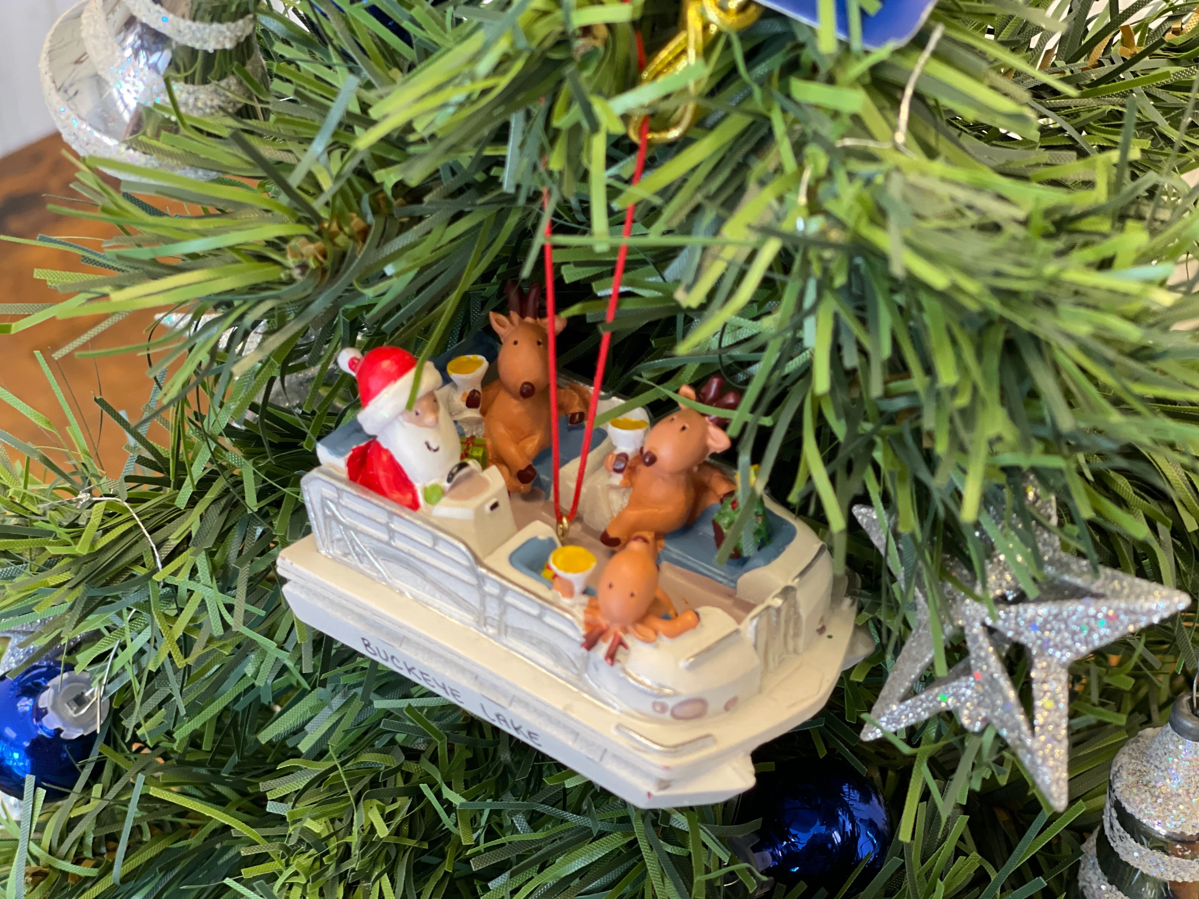 Resin Ornament - Pontoon Boat