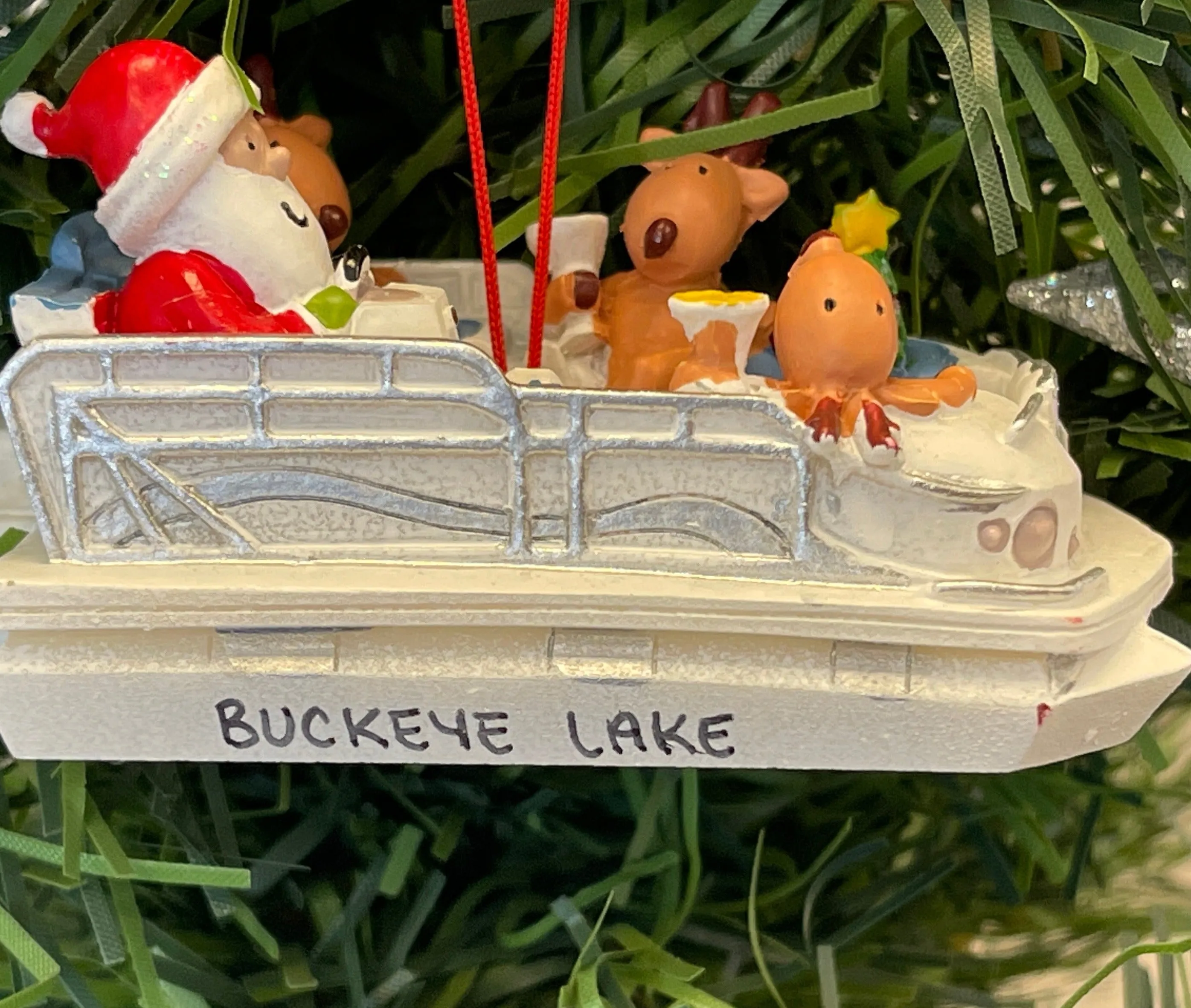 Resin Ornament - Pontoon Boat