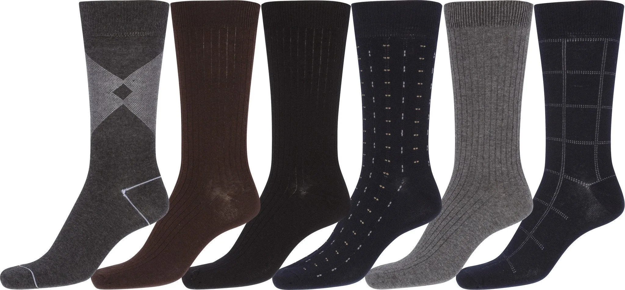 Sakkas Mens Cotton Blend Pattern And Ribbed Dress Socks Value 6-Pack