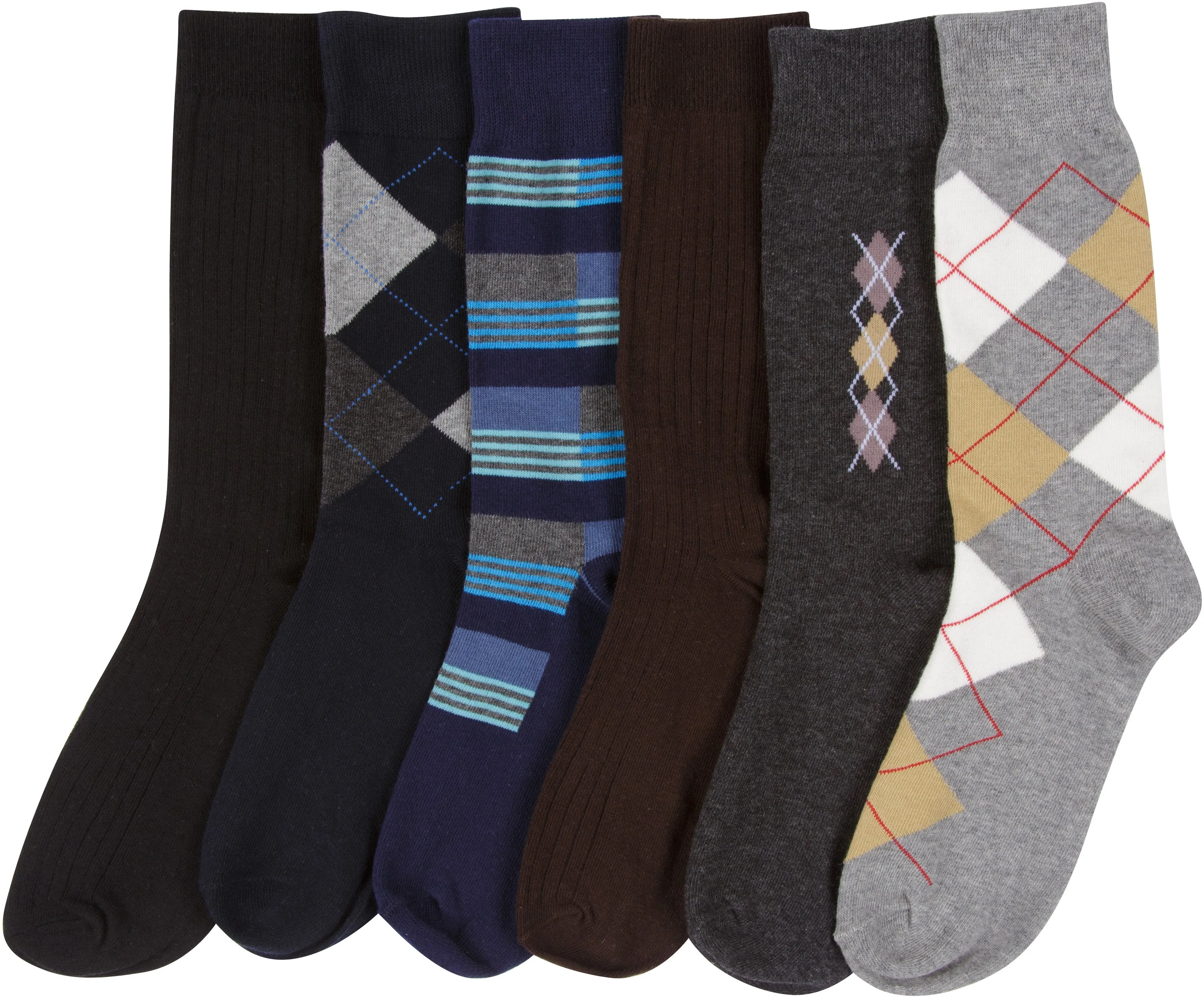 Sakkas Mens Cotton Blend Pattern And Ribbed Dress Socks Value 6-Pack