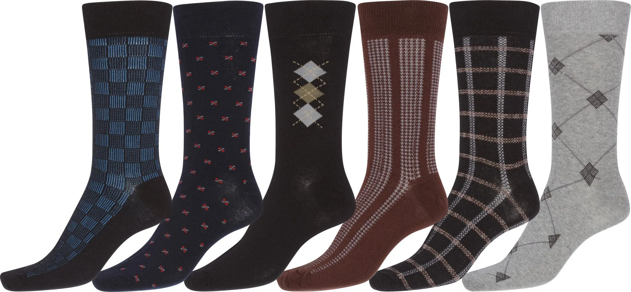 Sakkas Mens Cotton Blend Pattern And Ribbed Dress Socks Value 6-Pack