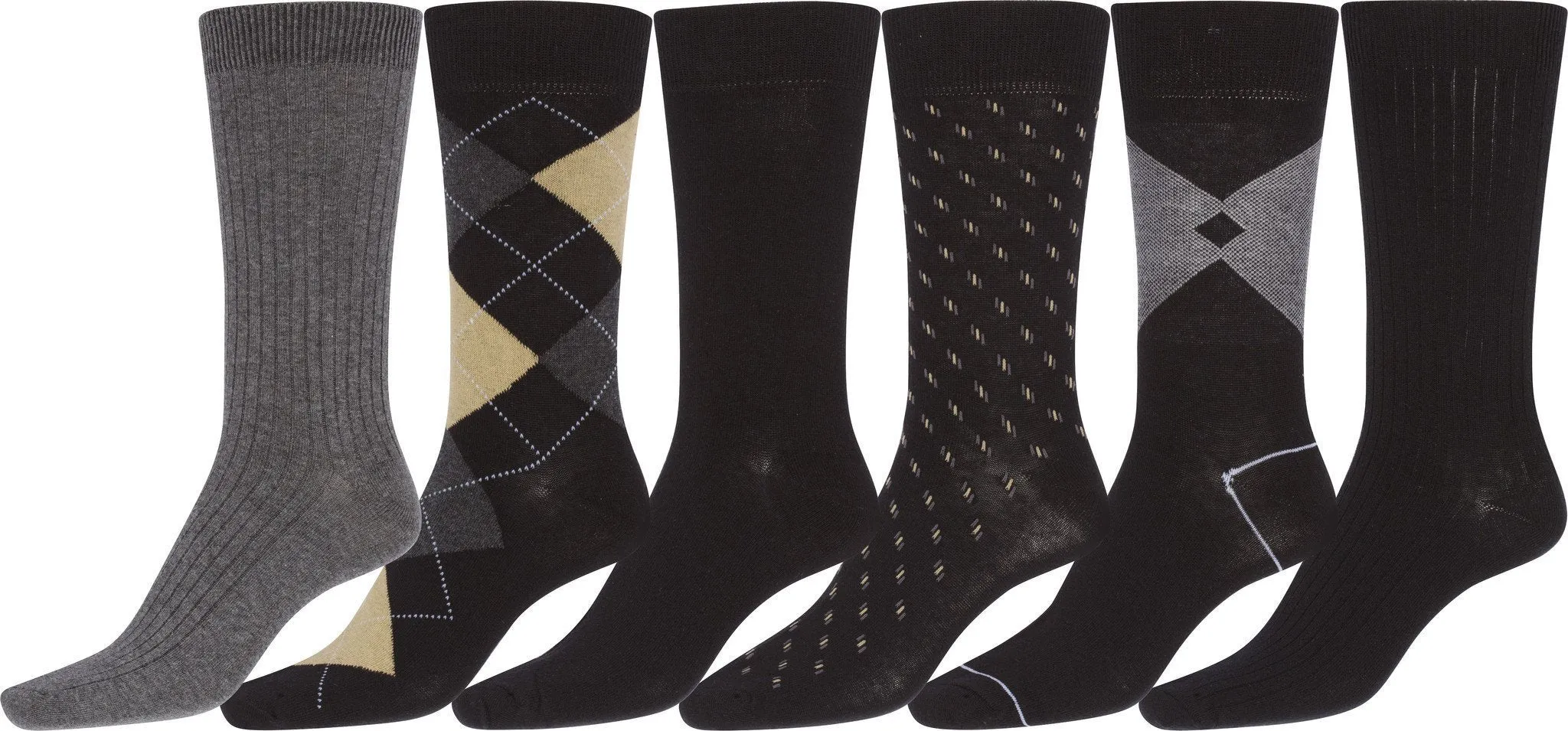 Sakkas Mens Cotton Blend Pattern And Ribbed Dress Socks Value 6-Pack