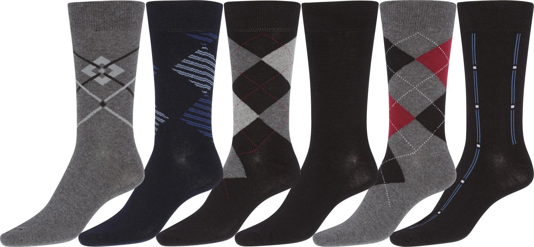 Sakkas Mens Cotton Blend Pattern And Ribbed Dress Socks Value 6-Pack