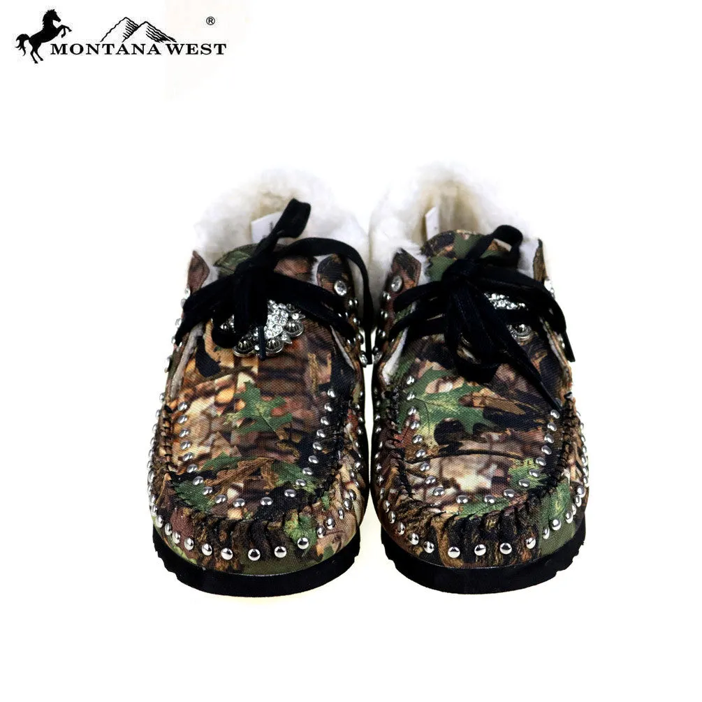 SBT-017  Montana West Western Camo Print Moccasins