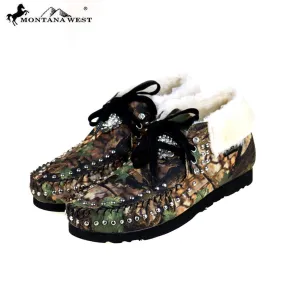 SBT-017  Montana West Western Camo Print Moccasins