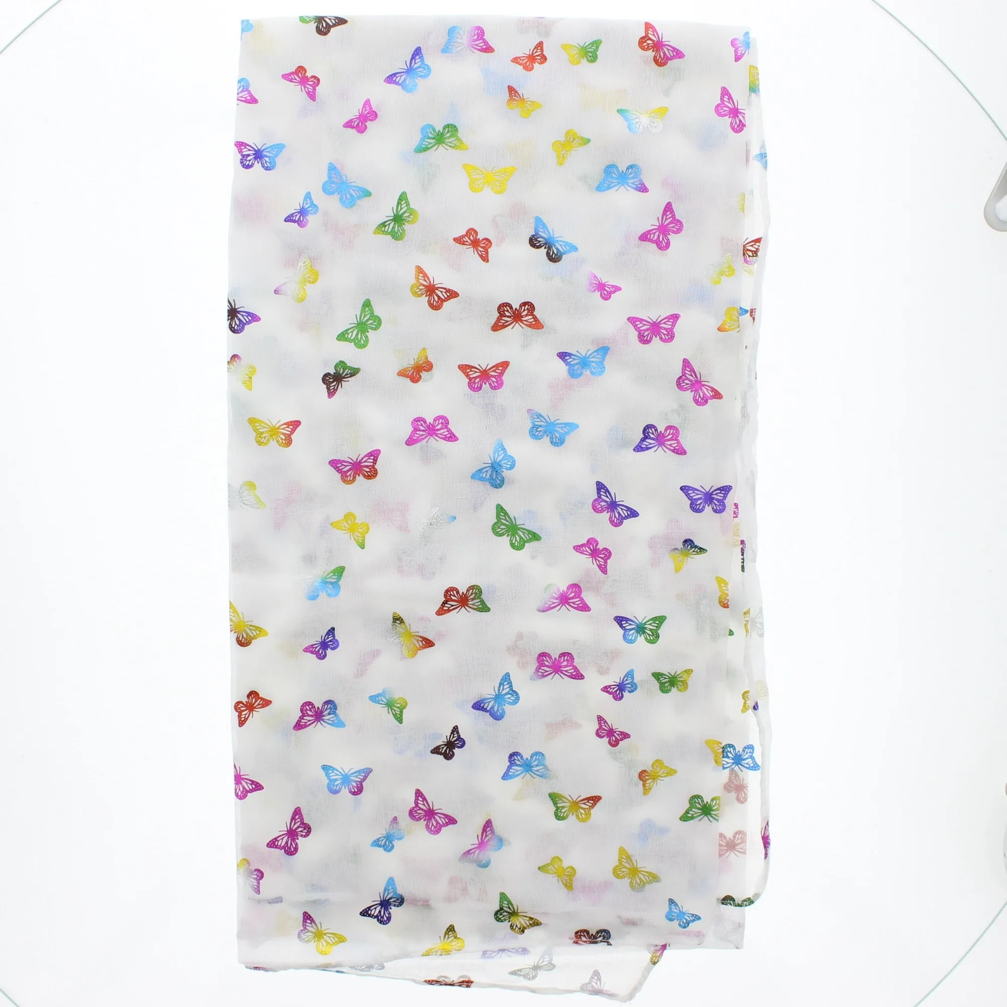 Scarf with Mini Rainbow Foil Butterflies