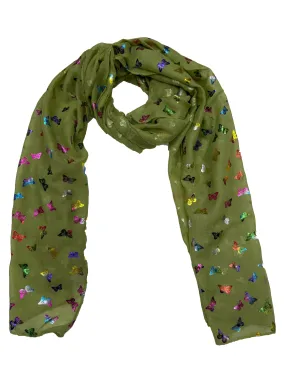 Scarf with Mini Rainbow Foil Butterflies