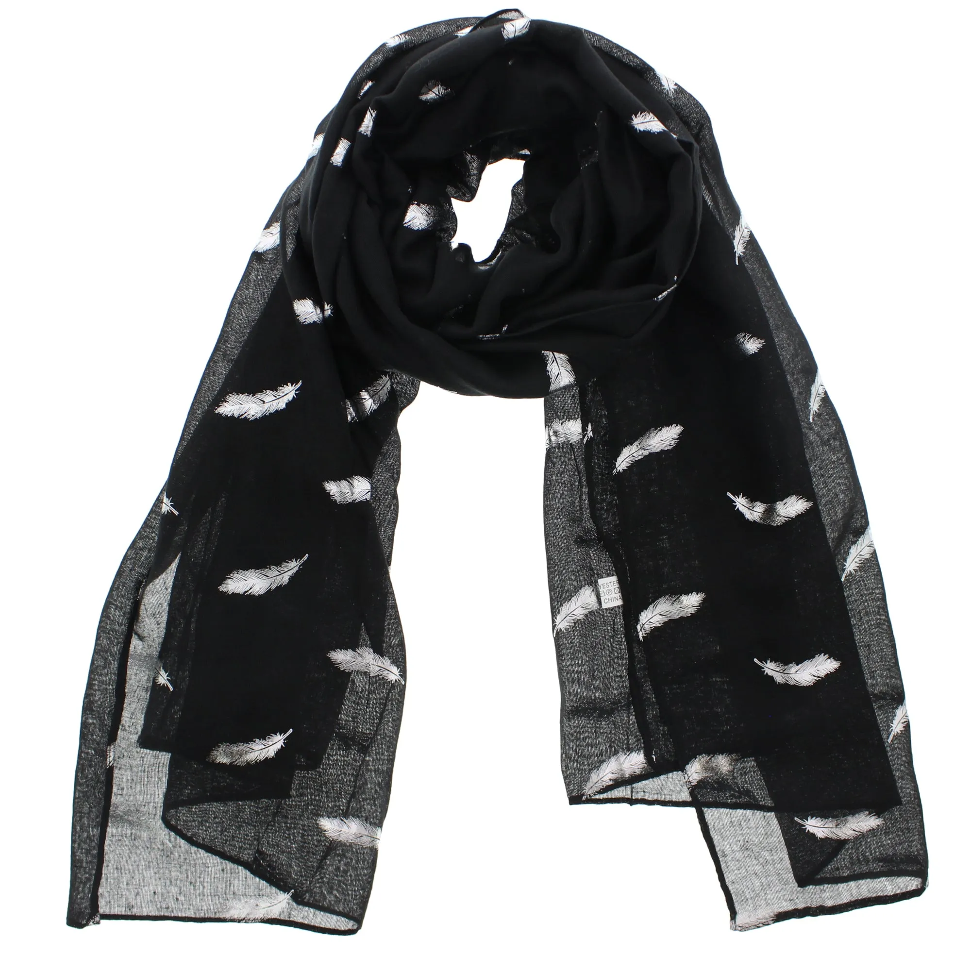 Scarf with Silver Foil Mini Feathers