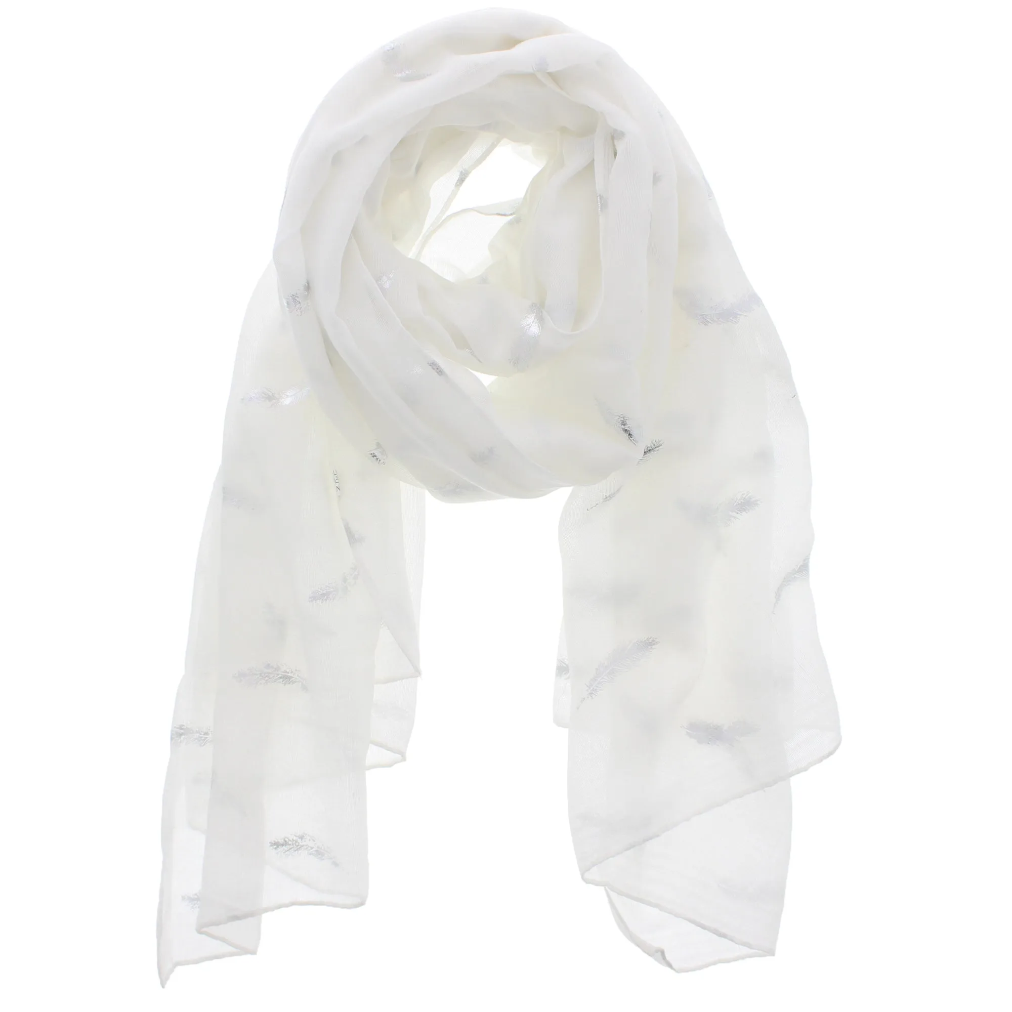 Scarf with Silver Foil Mini Feathers