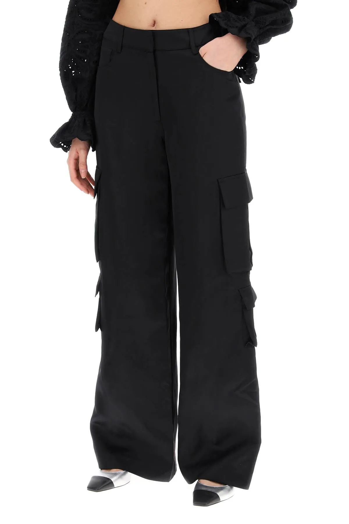 Self Portrait satin cargo pants for men