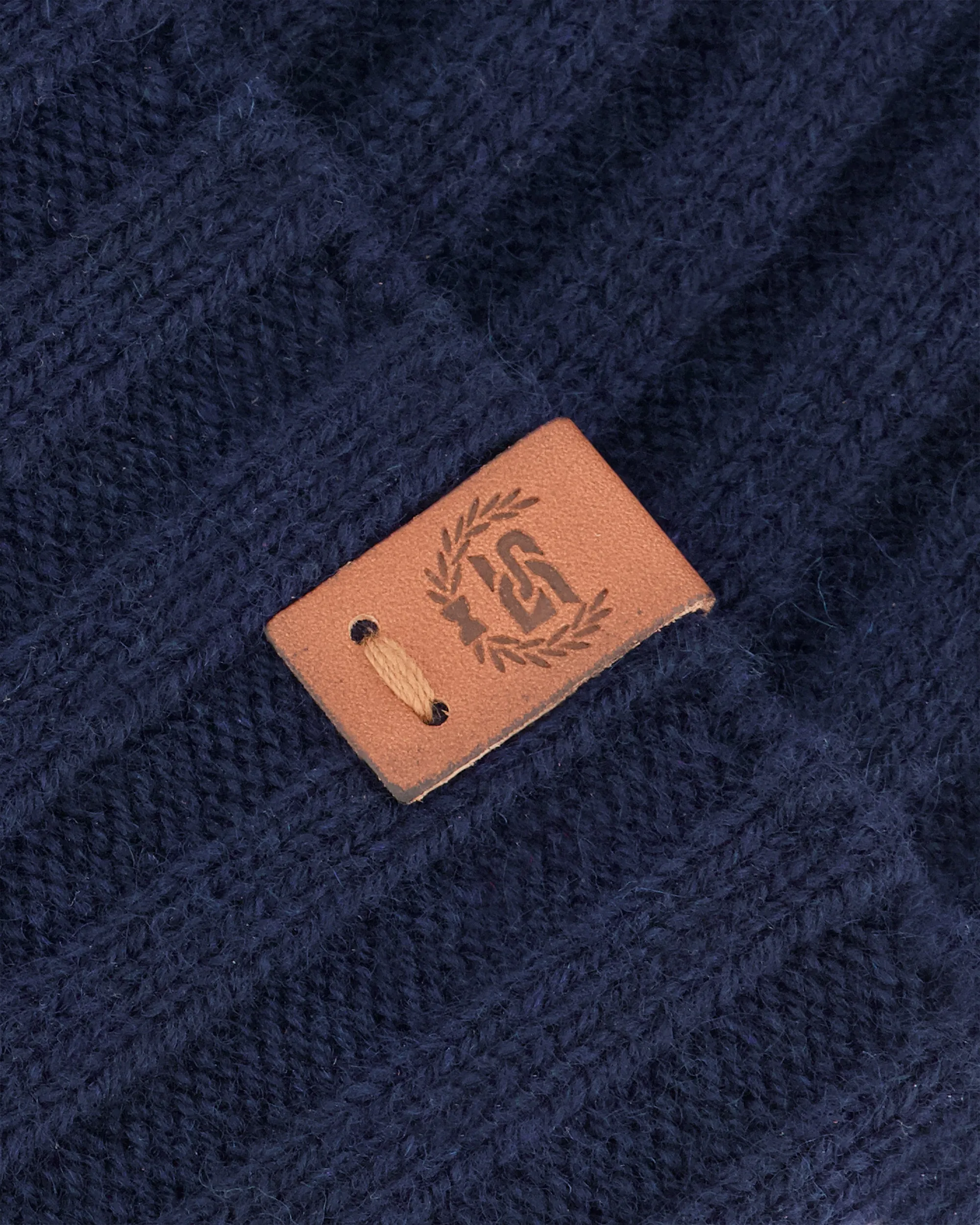 SG Cashmere   Merino Fisherman Beanie - Navy