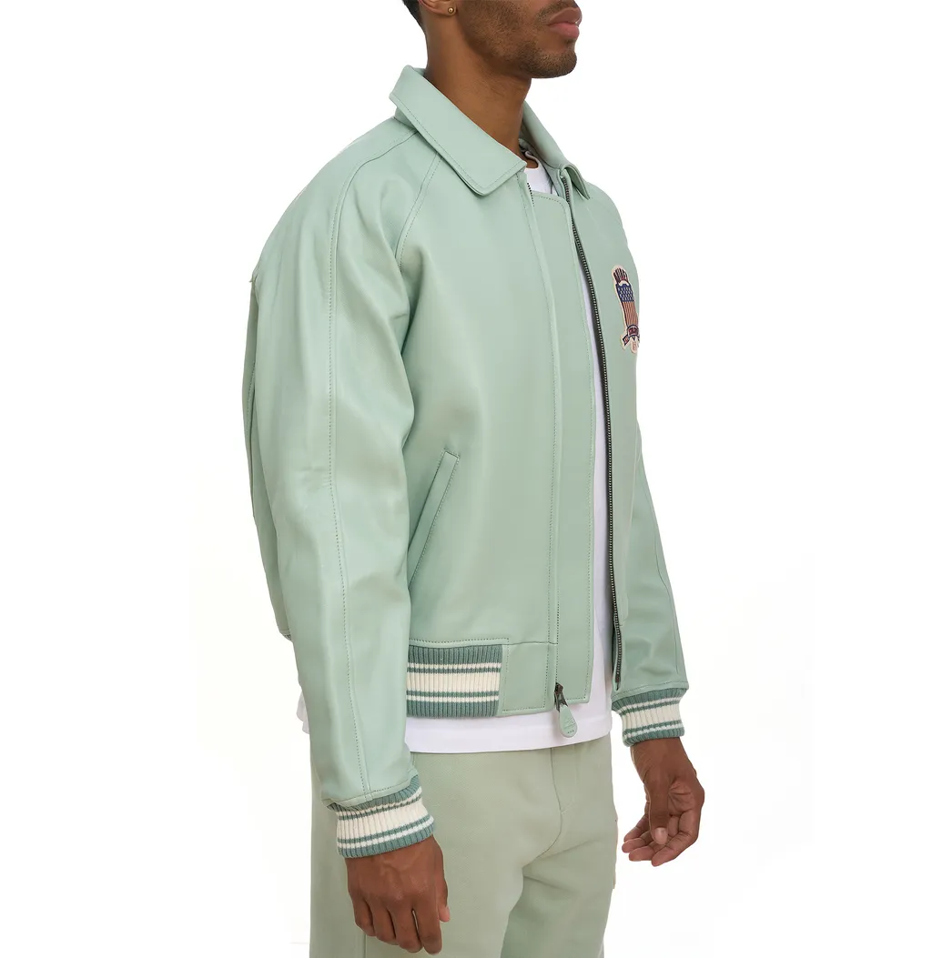 Shop Best High Sale Avirex Fashion Aviator Bomber Seafoam Leather Jackets For Sale