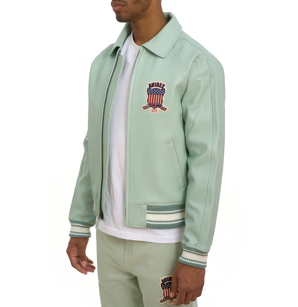 Shop Best High Sale Avirex Fashion Aviator Bomber Seafoam Leather Jackets For Sale