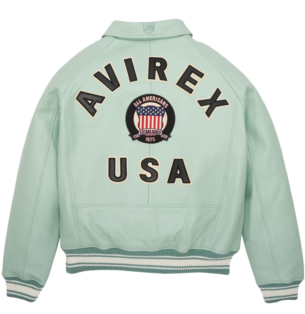 Shop Best High Sale Avirex Fashion Aviator Bomber Seafoam Leather Jackets For Sale