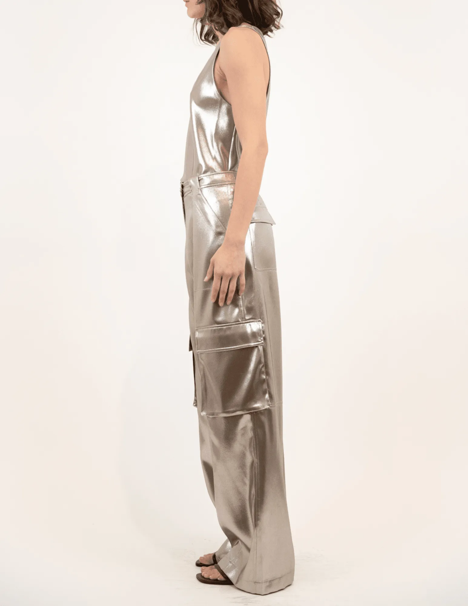 Simkhai Beatriz Metallic Satin Cargo Pant