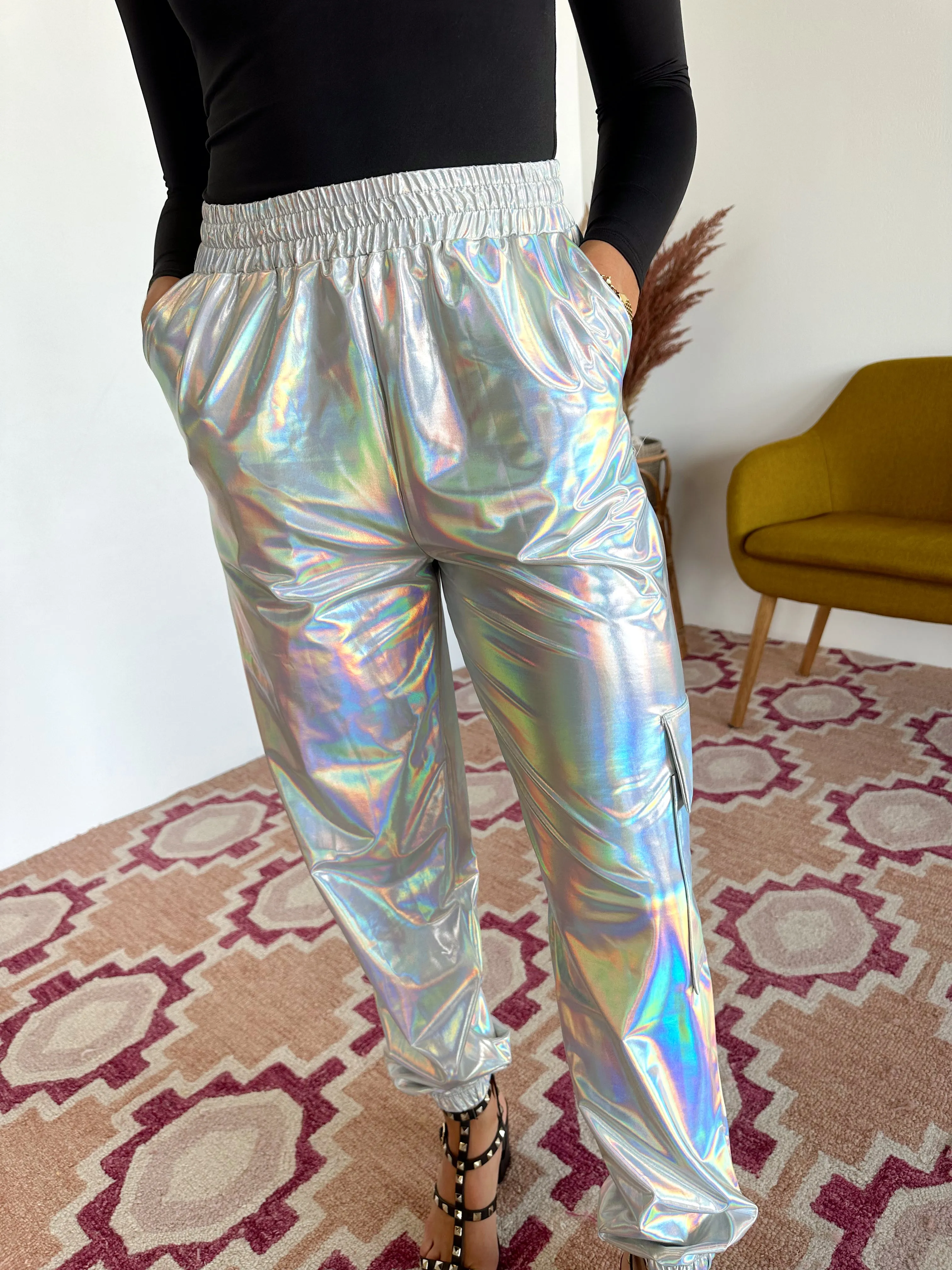 SIZE SMALL Party Girl Metallic Joggers