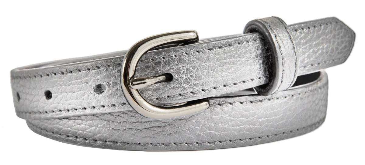 Soho Belt, (0.75") Shiny Silver Buckle