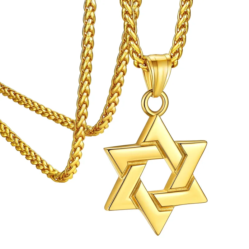 Stainless Steel Jewish Star of David Necklace - Hexagram Pendant Necklace