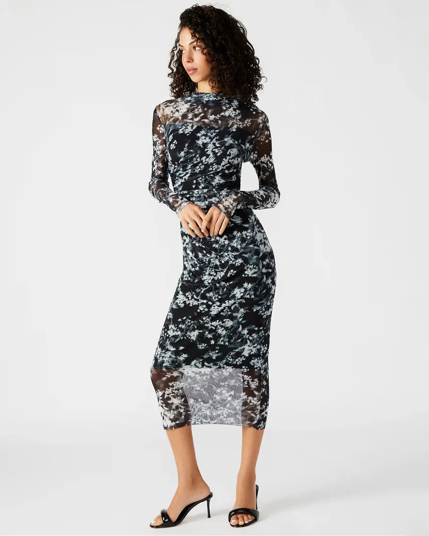 STE Maureen Floral Long Sleeve Mesh Midi Dress