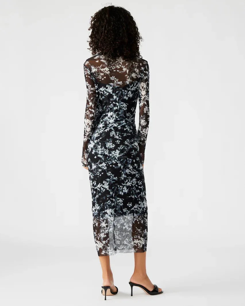 STE Maureen Floral Long Sleeve Mesh Midi Dress