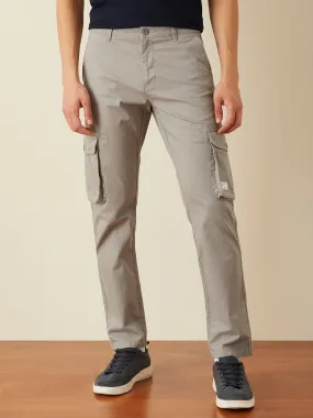 Steel Grey Plain Cargo Pants