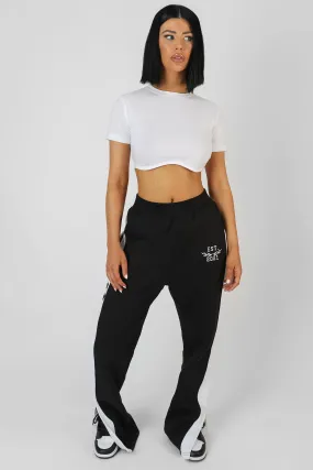 Straight Leg Varsity Joggers Black