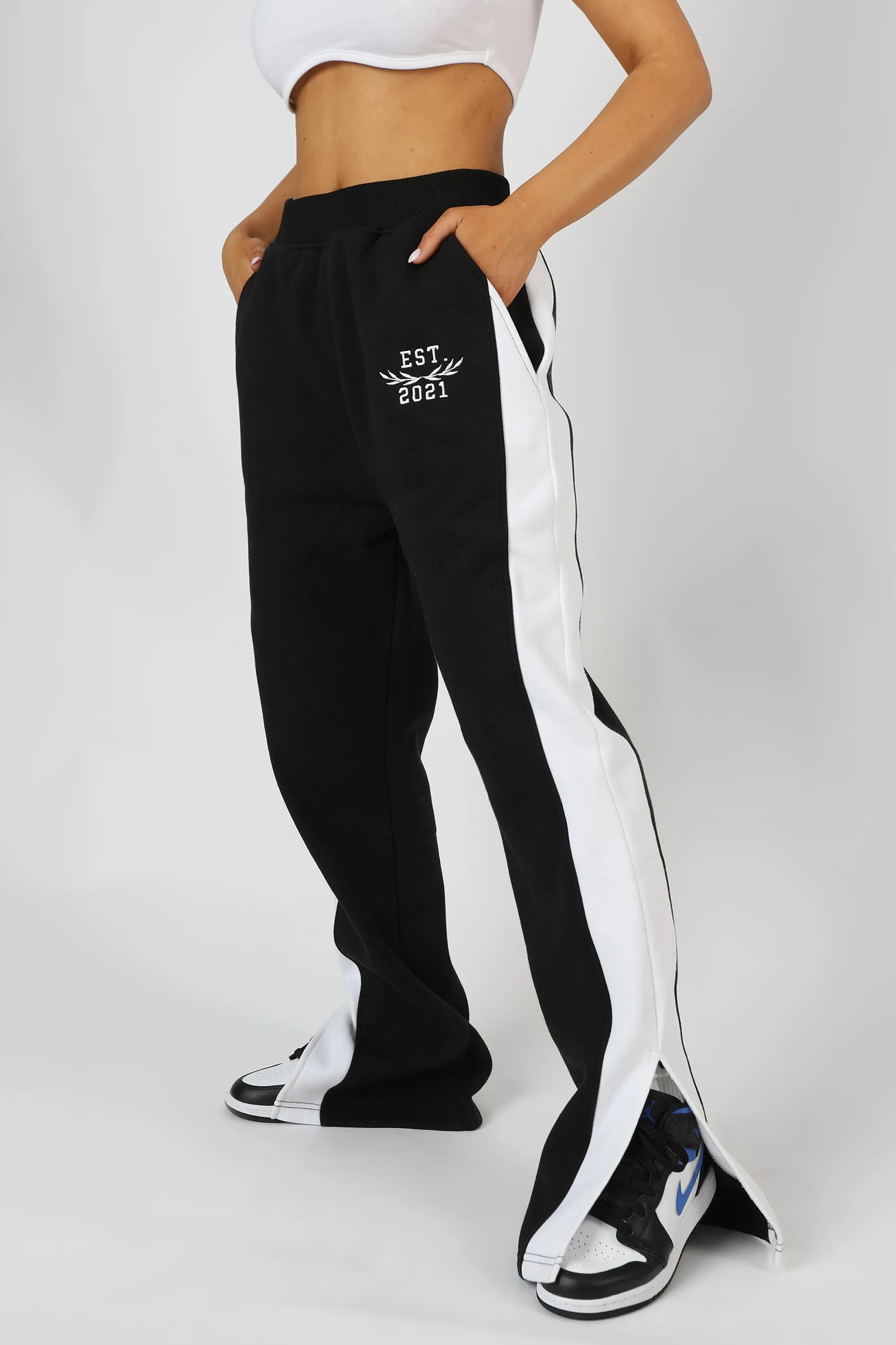 Straight Leg Varsity Joggers Black