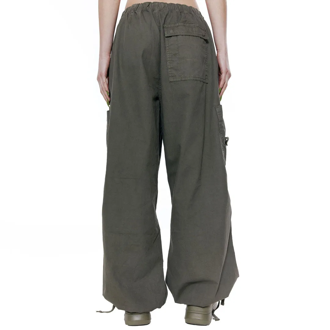 Street Style Multi Pocket Wide Leg Baggy Cargo Pants - Army Green